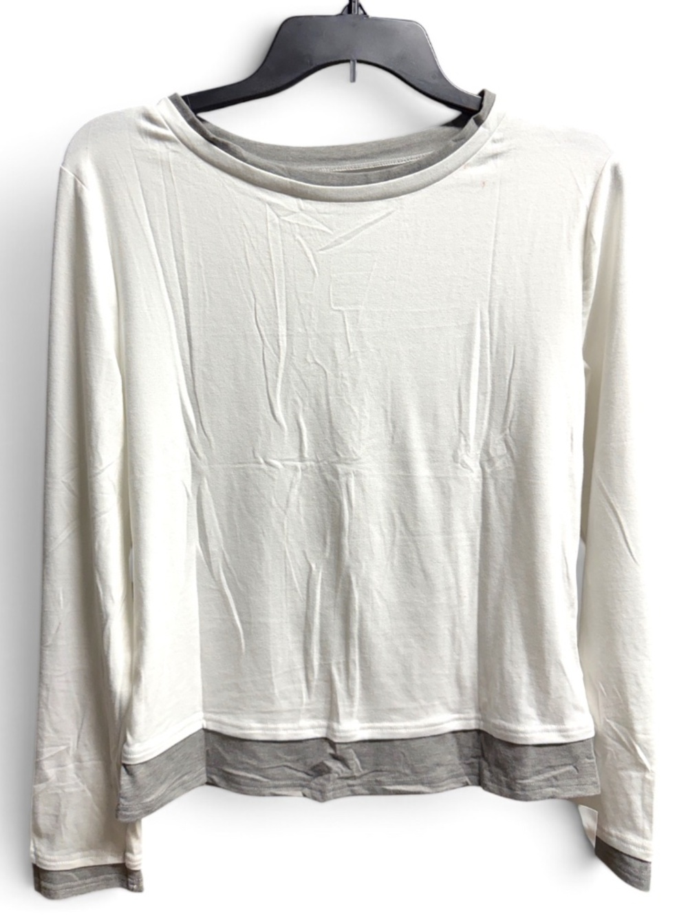 NWT Cicy Bell White Gray Long Sleeve Color Block Top Size Large